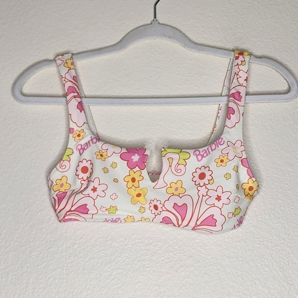 Barbie X F21 White Tropical Bralette Bikini Top S - Picture 2 of 5